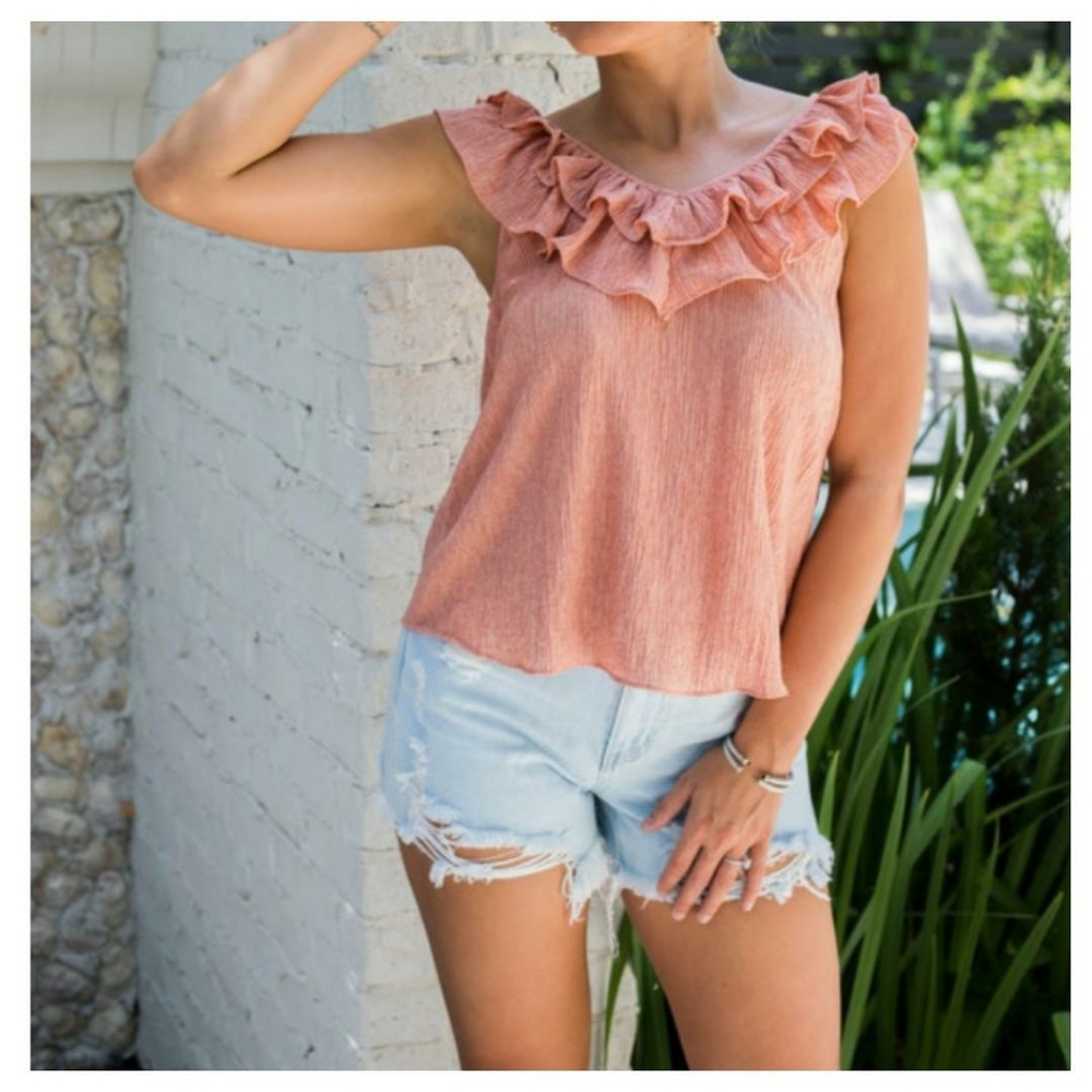 VERY J Ruffle Neckline Top